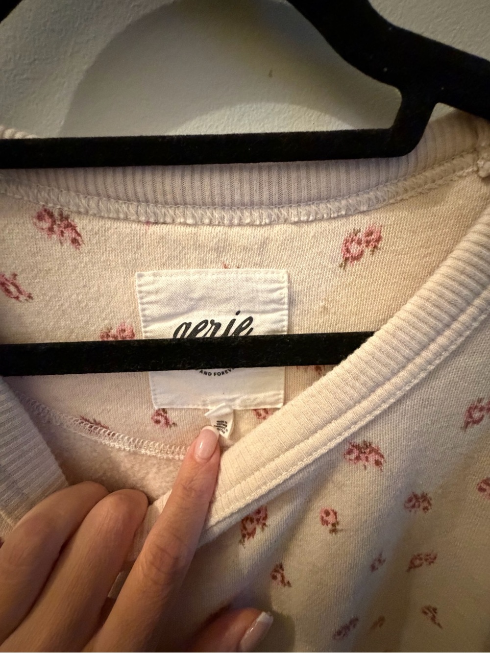 aerie Blush Pink Floral Scoopneck Sweater